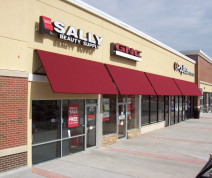 commercial awnings at Sally Beauty Supplies, GNC strip mall